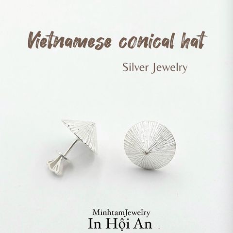  Conical hat stub earrings | Handmade Silver | bông nón cuộn vặn | Design by MinhtamJewelry 