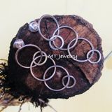  Circle stud drop earrings | Bông khoen tròn dài | handmade Silver | Design By MinhtamJewelry 