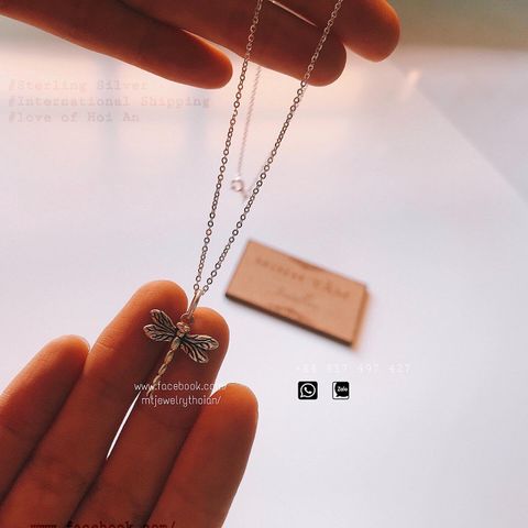  Dargonfly necklace | Sliver Jewelry | dây chuyền chuồn chuồn 16mm| MinhtamJewelry 