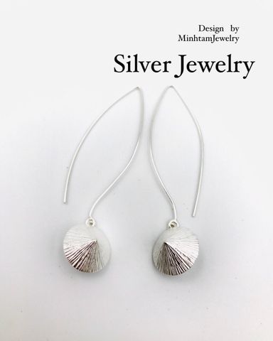  Drop conical hat earring 15mm | Bông tai bạc nón lá dáng dài | Real Silver | Product by Minh tam Jewelry 
