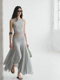  Gray Draped Jersey Skirt 