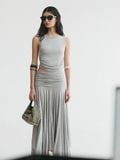  Gray Draped Jersey Skirt 