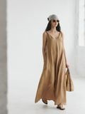  Brown Twist-strap Maxi Dress 