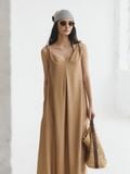  Brown Twist-strap Maxi Dress 
