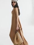  Brown Twist-strap Maxi Dress 
