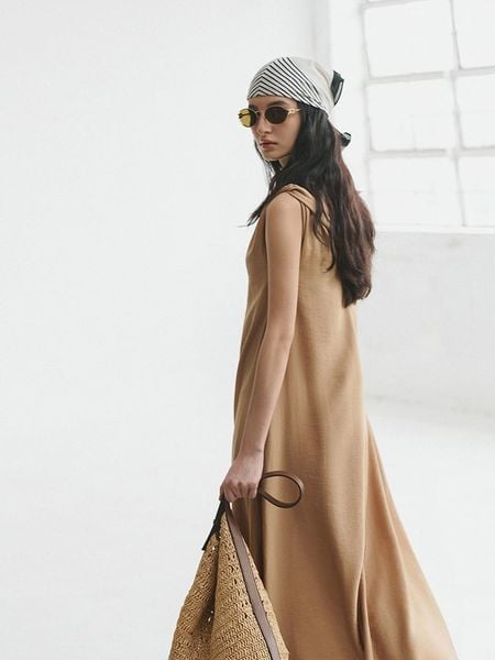  Brown Twist-strap Maxi Dress 