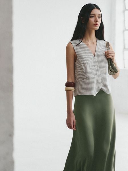  Striped Linen Gilet 