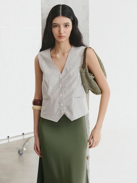  Striped Linen Gilet 