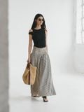  Striped Ruched Waist Skirt 