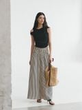  Striped Ruched Waist Skirt 