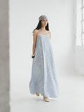  Blue Daisy Linen Maxi Dress 