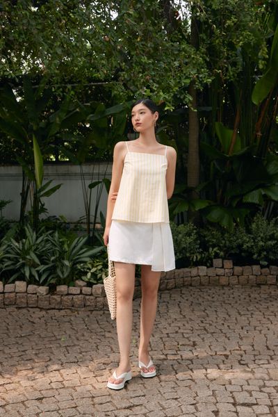 White Pleated Detail Skirt 