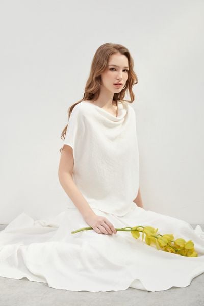  White Cowl Neck Top 