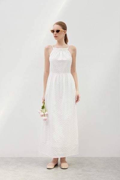 Floral Embroidered Halter Neck Dress 