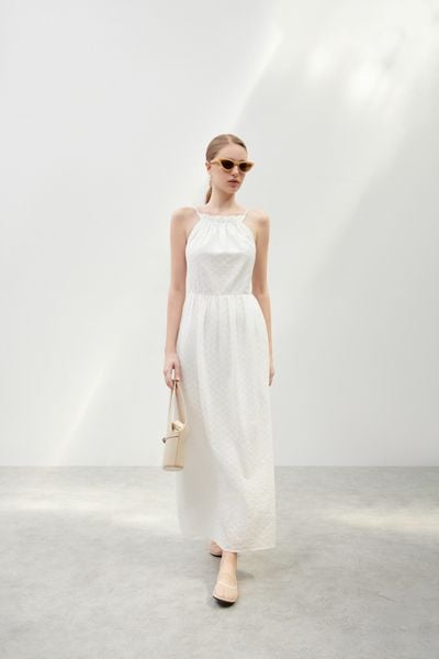  Floral Embroidered Halter Neck Dress 