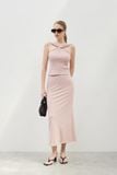  Pink Ribbed Midi Skirt 