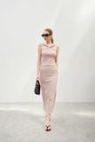  Pink Ribbed Midi Skirt 