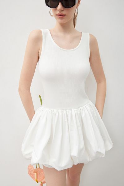  White Sleeveless Bubble Dress 