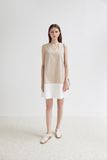  Beige V-neck A-line Dress 