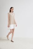  Beige V-neck A-line Dress 