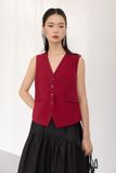  Red Loose Fit Gilet 