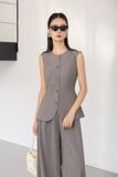  Gray Sleeveless Button Down Top 