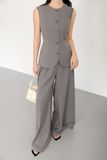  Gray Sleeveless Button Down Top 