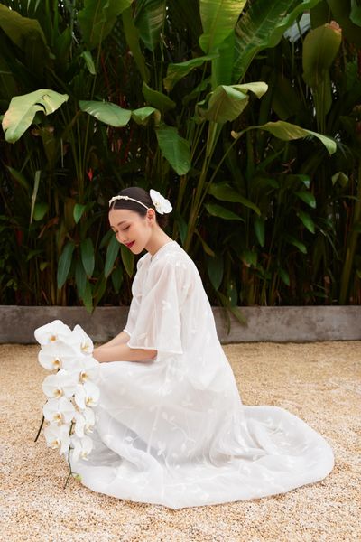  White Embroidered Sheer Dress 