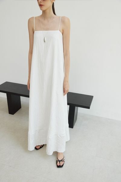  White Flowy Maxi Dress 