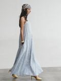  Blue Daisy Linen Maxi Dress 
