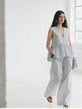  White Striped Linen Trousers 