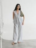  White Striped Linen Trousers 
