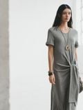  Gray Tie-front Jersey Dress 