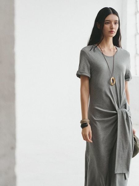  Gray Tie-front Jersey Dress 
