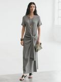  Gray Tie-front Jersey Dress 