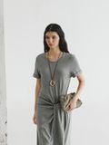  Gray Tie-front Jersey Dress 