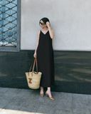  Black Linen Maxi Dress 