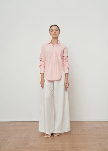  White Linen Flared Trousers 