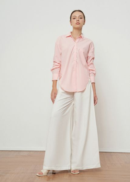  White Linen Flared Trousers 