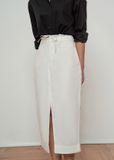  White Linen Tie Front Skirt 