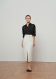  White Linen Tie Front Skirt 