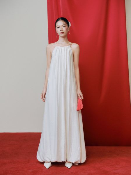  White Cross-back Maxi Dress 
