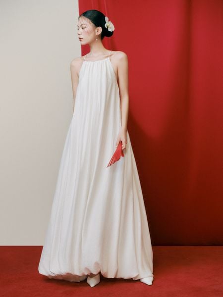  White Cross-back Maxi Dress 