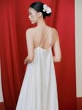  White Cross-back Maxi Dress 