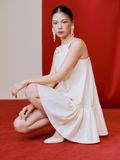  Cream Brocade Dress With Bow 