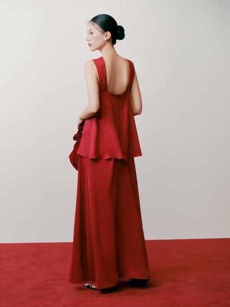  Red Orchid Silk Skirt 