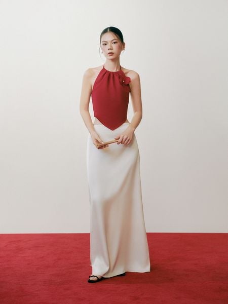  Cream Orchid Silk Skirt 