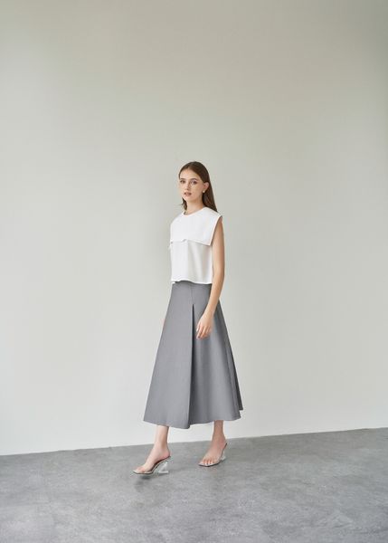  Pleat Front Midi Skirt 