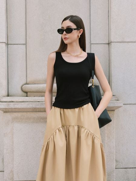  Black Ribbed Tank Top 