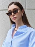  Blue Striped Puff Sleeve Shirt 